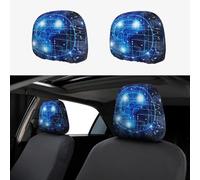 ZHAOUR Universal Artificial Intelligence Brain Print Car Headrest Cover 2 Pcs - Soft, Breathable, and Fashionable Protector for Vans, SUVs, Trucks