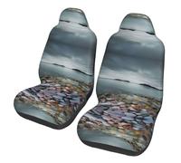 ZHAOUR Universal Beach Stone Print Auto Front Seat Covers - Fits Car SUV Sedan Truck, Breathable Interior Protection