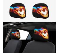 ZHAOUR Universal Car Headrest Cover 2 Pcs â€“ Soft, Breathable, and Fashionable Fire Dragon Roll soccer Print Protector for Vans, SUVs