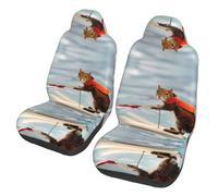 ZHAOUR Universal Water Skiing fox Squirrel Print Auto Front Seat Covers - Fits Car SUV Sedan Truck, Breathable Interior Protection