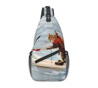 ZHAOUR Water Skiing fox Squirrel Print Cross Chest Bag - Lightweight Hiking Daypack with Zippers, Travel Sling for Unisex Daily & Outdoor Use