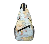 ZHAOUR world map Print Cross Chest Bag â€“ Unisex Travel Sling Backpack, Diagonal Front-Body Carry for Daypack & Casual Use
