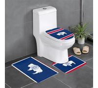 ZHAOUR Wyoming State Flag Print 3-Piece Bathroom Rugs Set - U-Shaped Toilet Floor Mat, Flannel Mats for Bathroom, Dressing Table