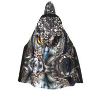 ZHAOUR Yellow eyed owl Print Halloween Hooded Cloak Costumes Cape - Unisex Adult Party, Carnival, Comic Exhibition,Cosplay Robe