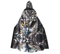 ZHAOUR Yellow eyed owl Print Halloween Hooded Cloak Costumes Cape - Unisex Adult Party, Carnival, Comic Exhibition,Cosplay Robe
