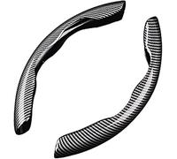 ZHAOWLI 2 Pcs Car Steering Wheel Cover for Peugeot Expert 2016 2017 2018 2019 2020 2021, Carbon Fiber Pattern Steering Wheel Covers Segmented Steering Wheel Cover Protector,A/Black