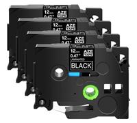 ZHAOXCAIN 1PK-10PK White On Black Label Tapes Compatible With TZ 335 Tze-335 12mm Standard Label Tape For Use With PT-1000 Machines(4Pcs-White on Black)