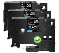 ZHAOXCAIN 1PK-10PK White On Black Label Tapes Compatible With TZ 335 Tze-335 12mm Standard Label Tape For Use With PT-1000 Machines(3Pcs-White on Black)