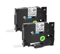 ZHAOXCAIN 2PK 5PK Black On White 12mm Extra Strength Label Tapes Compatible With TZ TZe S231 S131 S631 Label Printers(2PK Black on Clear)