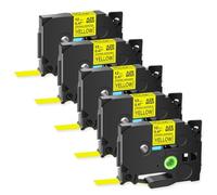 ZHAOXCAIN 2PK 5PK Black On White 12mm Extra Strength Label Tapes Compatible With TZ TZe S231 S131 S631 Label Printers(5PK Black on Yellow)