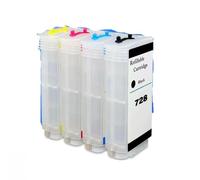 ZHAOXCAIN 300ML 4 Colors T730 Ink Cartridges Compatible With Designjet T730 T830 Plotter Printer Models For Part Number 728 Refillable Ink Cartridge With Chip(MBK C M Y)
