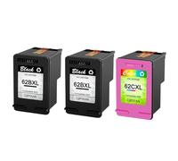 ZHAOXCAIN Compatible Ink Cartridge Black Tri-Color Yield 62XL For 62XL 62 XL 5660 5640 5665 7640 7643 7645 8005 With CHIP(2Pcs Black-1Color)