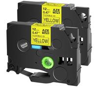 ZHAOXCAIN Flexible Tape FX231 Compatible With 6-24mm TZE Tapes For Label Maker Models FX231 FX631 FX131 FX221 211 241 251(2PK Black on Yellow)