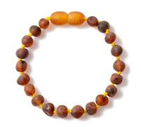 ZHAOXIA Baltic Amber Bracelets/Anklet Sizes 18cm - Cognac - Raw not Polished - Knotted Between Beads