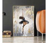 Zhaoyang Art Dancing Ballerina Canvas Painting Ready to Hang Prints Abstract Ballet Girl Gold Framed Painting for Living Room Decor 90x155cm/35x61inch With Golden Frame