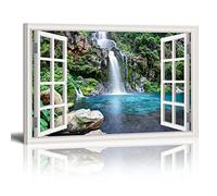 Zhaoyang Art False Window Murals Modern Stretched and Framed Wall Murals for Living Room Forest with Frames Pictures for Walls 80x120cm/32x47in With Frame