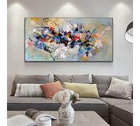 Zhaoyang Art Modern Abstract Colorful Decoration Oil Painting on Canvas Posters and Prints Large Size Wall Art Pictures for Living Room 80x155cm(32x62in) Unframed