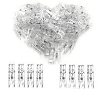 ZHAOYCSH 100 Pcs Clear Plastic Pegs, 3.5cm Mini Spring Clips for Hanging Photos, Cards, Arts & Crafts, Wedding/Party Decoration - Transparent Tiny Crafting Pegs, Small Clothes Clips for Paper Display