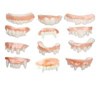 ZHAOYCSH 12PCS Halloween Demon Teeth Set,Scary Vampire Fangs & Wacky Fake Dentures in 12 Styles, Funny Costume Accessories for Party Favours, Pranks and Masquerade (Classic & Horror Designs Included)