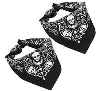 ZHAOYCSH 2 Pack Black Skull Scarf Bandana Unisex - 55x55cm Square Cotton Head Scarf & Neck Wrap, Black Stylish Bandanas for Men & Women, Fashion Headband for Outdoor, Riding, Hiking Accessories