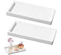 ZHAOYCSH 2 Pack White Bathroom Vanity Tray Set & Toilet Tank Storage Organiser - Decorative Countertop Tray for Jewellery, Rings, Soap, Candles, Cosmetics.Sink, Dresser Top Rectangular Plate Holder