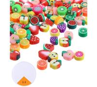 ZHAOYCSH 200 Pcs Handmade Polymer Clay Fruit Beads - Assorted Colors & Styles, Lovely DIY Loose Spacer Beads for Jewelry Making, Necklaces, Bracelets, Earrings & Craft Projects
