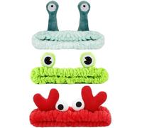 ZHAOYCSH 3 PCS Face Wash Headband Set,Adorable Snail, Frog, and Crab Design,Soft & Stretchable Cartoon Hair Band for Women & Girls for Skincare, Shower, Spa, Sports, and Makeup,Cute Hair Accessories