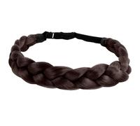 ZHAOYCSH 3-Strand Braided Headband for Women, Stretchable Plaited Hair Band, Adjustable Chunky Wide Twist Head Wrap, Fashion Synthetic Hair Accessories in Dark Brown for Girls & Ladies.