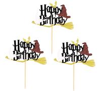 ZHAOYCSH 3Pcs Wizard Cake Topper Set,Magical Birthday Party Decorations for Boys, Spellbinding Cake Toppers for Wizard Theme Parties, Enchanted Birthday Cake Decor Supplies with Glitter Details
