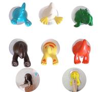 ZHAOYCSH 6Pcs Cartoon Animal Tail Suction Cup Hooks - No Tools Required, Removable & Traceless Adhesive Hooks for Wall, Tiles, Glass, Bathroom, Kitchen | Multi-Purpose Holders