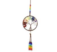 ZHAOYCSH Crystal Tree of Life Hanging Ornament, Colour Sun Catcher Wind Chime with Round Bent Root Design for Window, Garden, Bedroom, Car Charm or Wall Decoration - Crystal Healing Gifts for Women