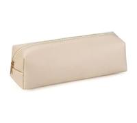 ZHAOYCSH Portable PU Pencil Case - Slim Beige Pen Pouch for School, College & Office, Lightweight Stationery Organizer with Zipper, Cosmetic Bag for Men & Women