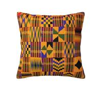 ZhaoYuGoods African Tribal Ethnic Kente Cloth Print Throw Pillow Cover, Polyester, Square, 30cm x 30cm, Multicolor Geometric Pattern