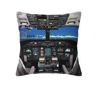 ZhaoYuGoods Airplane Cockpit Decorative Throw Pillow Cover, 50cm x 50cm, White, Square, Polyester, Double-Sided Print