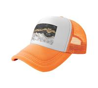 ZhaoYuGoods Baseball Cap, Black White Gold Foil Marble Prinetd Adjustable Mesh Back Trucker Caps, Cute Casual Sun Hat for Outdoor Sports Travel Running