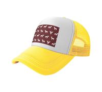 ZhaoYuGoods Baseball Cap, Buffalo Plaid Deer Prinetd Adjustable Mesh Back Trucker Caps, Cute Casual Sun Hat for Outdoor Sports Travel Running Yellow