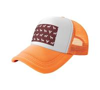 ZhaoYuGoods Baseball Cap, Buffalo Plaid Deer Prinetd Adjustable Mesh Back Trucker Caps, Cute Casual Sun Hat for Outdoor Sports Travel Running Orange