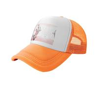 ZhaoYuGoods Baseball Cap, Cherry Blossom Tree Branch Prinetd Adjustable Mesh Back Trucker Caps, Cute Casual Sun Hat for Outdoor Sports Travel Running Orange
