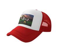 ZhaoYuGoods Baseball Cap, Old Tractor Photo Farm Prinetd Adjustable Mesh Back Trucker Caps, Cute Casual Sun Hat for Outdoor Sports Travel Running Red
