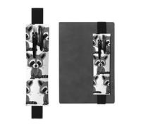 ZhaoYuGoods Cartoon Cute Raccoon Elastic Band Pen Holder | Print Adjustable Pen Sleeve Pouch | Cute Leather Pen Holder