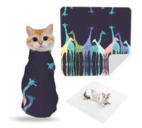ZhaoYuGoods Colorful Giraffe Fans Lovers Pet Grooming Wrap Mat