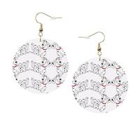 ZhaoYuGoods Cute Dalmatian Round Earrings in PVC Leather | Print Lightweight Circle Drop Earrings with Silver-Plated 925 Hooks