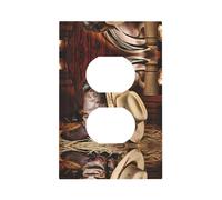 ZhaoYuGoods Decorative Light Switch Socket Outlet Covers, Cowboy Black Hat Western Boots Printed Durable Wall Plates Electrical Faceplate 12.5 x 8cm