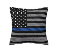 ZhaoYuGoods Decorative Pillow Cover, Cute American Thin Blue Line Flag Print, Double-Sided Design, Polyester