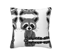ZhaoYuGoods Decorative Pillow Cover, Cute Cartoon Cute Raccoon Print, Double-Sided Design, Polyester