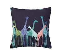 ZhaoYuGoods Decorative Pillow Cover, Cute Colorful Giraffe Fans Lovers Print, Double-Sided Design, Polyester