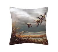ZhaoYuGoods Decorative Pillow Cover, Cute Hunting Flying Wild Ducks Print, Double-Sided Design, Polyester