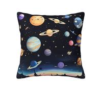 ZhaoYuGoods Decorative Pillow Cover, Cute Saturn Jupiter Earth Print, Double-Sided Design, Polyester
