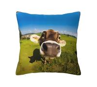 ZhaoYuGoods Decorative Pillow Cover, Cute Wallpaper Desktop Cow Print, Double-Sided Design, Polyester