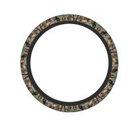 ZhaoYuGoods Hardwoods Green Camo Printed Steering Wheel Cover, Universal Elastic Stretch Fit for Cars, Trucks, SUVs, Non-Slip Grip Colorful Auto Accessory
